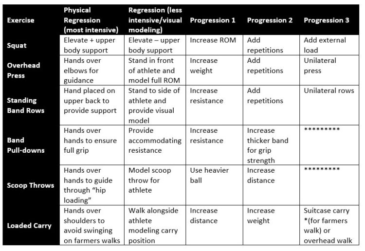 Progression Regression Exercise Chart